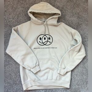 CHRISTIAN JESUS LOVES YOU ON YOUR BEST AND WORST DAY HOODIE/SWEATSHIRT (size m)